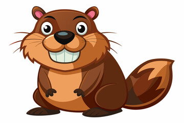 Funny Beaver with White Background Vector Illustration, Cartoons, Clipart, and Line Art Design, Funny beaver vector illustration, cartoons, clipart, and line art design with a white background.