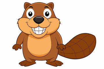 Funny Beaver with White Background Vector Illustration, Cartoons, Clipart, and Line Art Design, Funny beaver vector illustration, cartoons, clipart, and line art design with a white background.