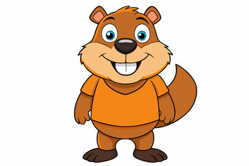 Funny Beaver with White Background Vector Illustration, Cartoons, Clipart, and Line Art Design, Funny beaver vector illustration, cartoons, clipart, and line art design with a white background.