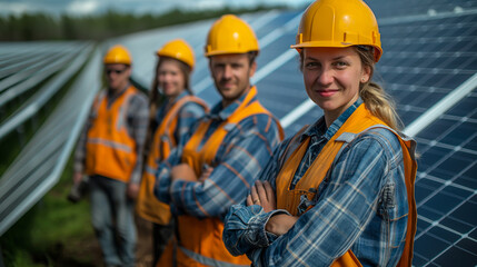 Fototapeta premium Amidst the peaceful surroundings, the employees' work contributes to the advancement of clean energy solutions.