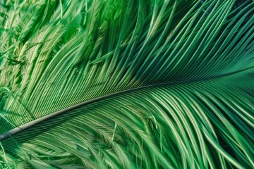 A close-up view of a green palm frond.