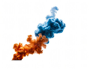 fire explosion and cloud of smoke in isolated white background