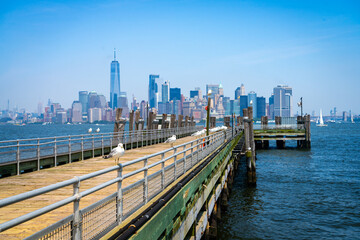 Manhattan Island Skyline in New York, America, USA.