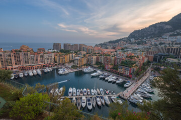 Obraz premium Elevated view of the Port of Fontvieille - Monaco