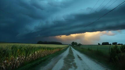 Fototapeta na wymiar Derecho storm clouds and severe weather