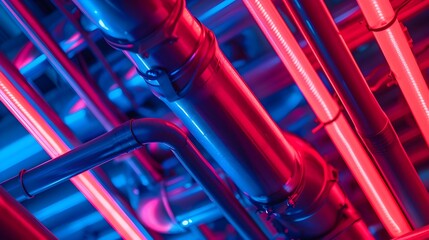 Blue and red neon tubes background