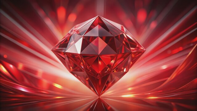 Red Gemstone in Abstract Red Background, 3D Render, Diamond, Gem, Ruby