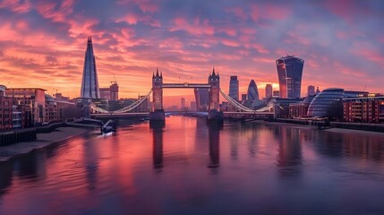 Naklejka premium Skyline of London city with Tower Bridge