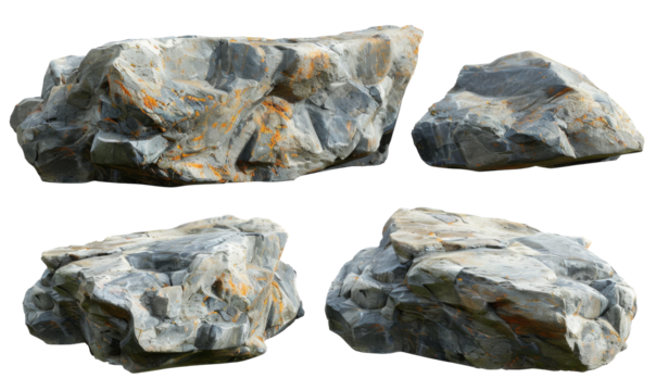 Hard rock stone shape transparent background 3d rendering png file