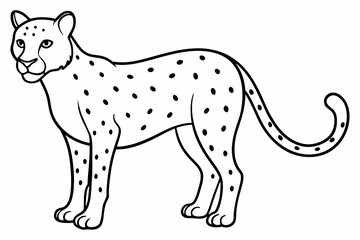 Funny Cheetah Vector Illustration, Cartoon Clipart, and Line Art Design on White Background, Funny cheetah vector illustration, cartoon clipart, and line art design on white background.