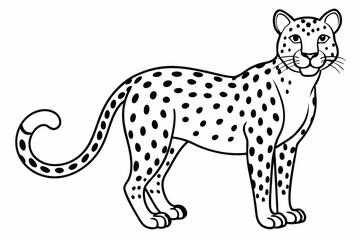 Funny Cheetah Vector Illustration, Cartoon Clipart, and Line Art Design on White Background, Funny cheetah vector illustration, cartoon clipart, and line art design on white background.