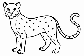 Funny Cheetah Vector Illustration, Cartoon Clipart, and Line Art Design on White Background, Funny cheetah vector illustration, cartoon clipart, and line art design on white background.