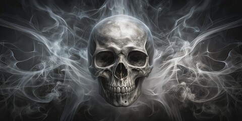 Smoke and Skull, Dark and Moody, Skull in Smoke, Death, Abstract, Halloween, Digital Art