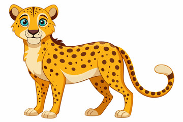 Funny Cheetah Vector Illustration, Cartoon Clipart, and Line Art Design on White Background, Funny cheetah vector illustration, cartoon clipart, and line art design on white background.