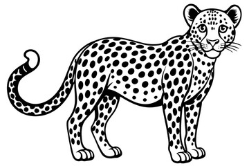 Funny Cheetah Vector Illustration, Cartoon Clipart, and Line Art Design on White Background, Funny cheetah vector illustration, cartoon clipart, and line art design on white background.