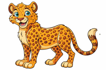 Funny Cheetah Vector Illustration, Cartoon Clipart, and Line Art Design on White Background, Funny cheetah vector illustration, cartoon clipart, and line art design on white background.