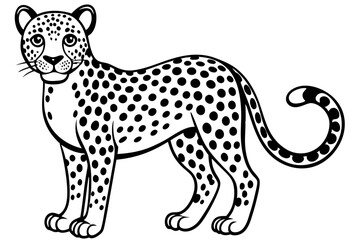 Funny Cheetah Vector Illustration, Cartoon Clipart, and Line Art Design on White Background, Funny cheetah vector illustration, cartoon clipart, and line art design on white background.