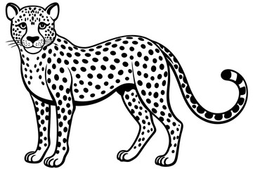 Funny Cheetah Vector Illustration, Cartoon Clipart, and Line Art Design on White Background, Funny cheetah vector illustration, cartoon clipart, and line art design on white background.