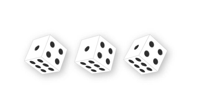 3d render of rolling dice for casino or gambling concept. 4k animation.