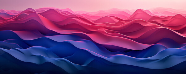 Obraz premium Abstract wavy mountain landscape with pink and
