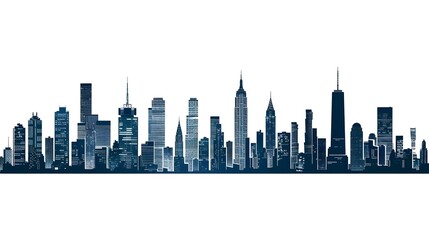 Naklejka premium City silhouette vector set - Panoramic city background