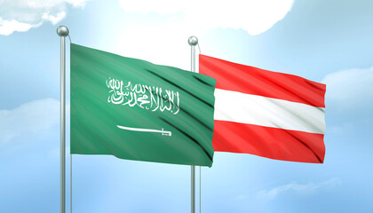 Saudi Arabia and Austria Flag Together A Concept of Relations