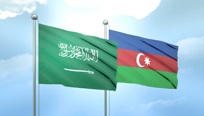 Saudi Arabia and Azerbaijan Flag Together A Concept of Relations