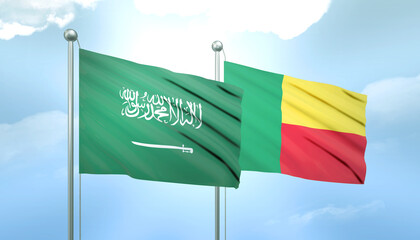 Saudi Arabia and Benin Flag Together A Concept of Relations