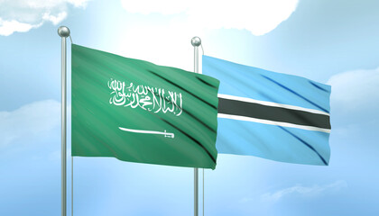 Saudi Arabia and Botswana Flag Together A Concept of Relations
