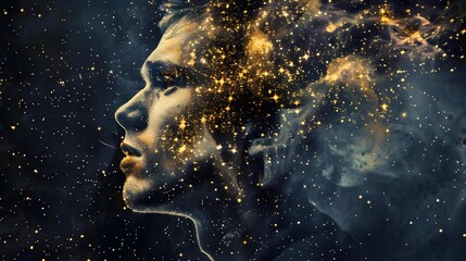 Fototapeta premium Portrait of a man formed from tiny pieces of a puzzle