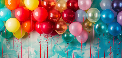 Rainbow party balloons wallpaper background 007
