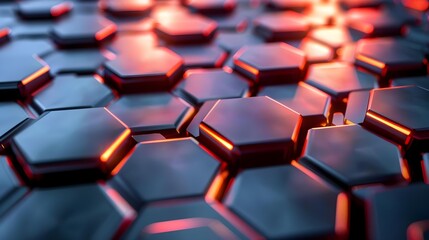 Fototapeta premium Hexagonal abstract metal background with light