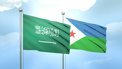 Saudi Arabia and Djibouti Flag Together A Concept of Relations