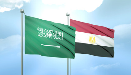 Saudi Arabia and Egypt Flag Together A Concept of Relations