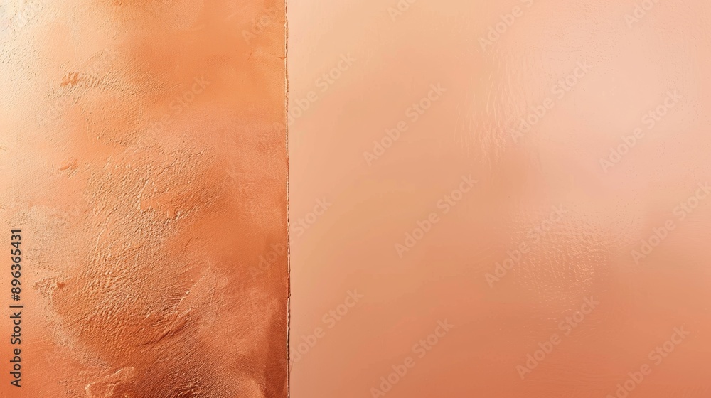 Poster Stunning copper background with two textures forming a vertical line, metallic elements and gradients create an abstract pattern, ideal for design projects