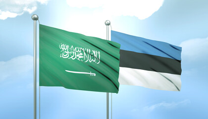Saudi Arabia and Estonia Flag Together A Concept of Relations