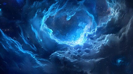 Electric blue organism in cosmic landscape