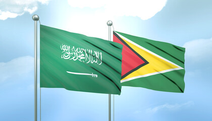Saudi Arabia and Guyana Flag Together A Concept of Relations