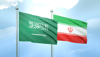 Saudi Arabia and Iran Flag Together A Concept of Relations