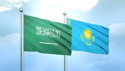 Saudi Arabia and Kazakhstan Flag Together A Concept of Relations