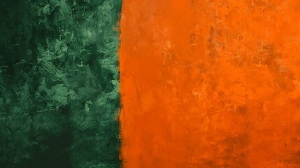 Green and orange painted wall texture background with space for text or design. Vibrant colors and rough surface for modern projects. Vintage backdrop with a colorful twist