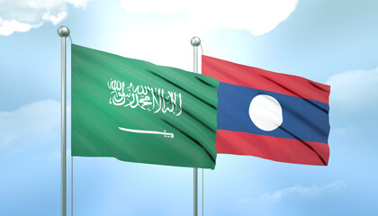 Saudi Arabia and Laos Flag Together A Concept of Relations