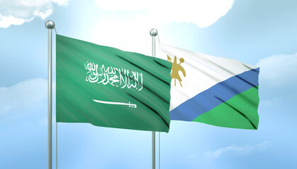 Saudi Arabia and Lesotho Flag Together A Concept of Relations