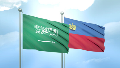 Saudi Arabia and Liechtenstein Flag Together A Concept of Relations