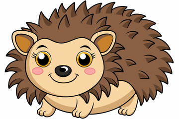 Obraz premium Funny Hedgehog Vector Illustration Cartoons, Clipart, Line Art White Background, Funny hedgehog vector illustration with white background Perfect for cartoons, clipart, and line art. 