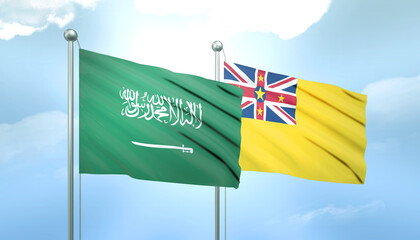 Saudi Arabia and Niue Flag Together A Concept of Relations
