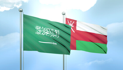 Saudi Arabia and Oman Flag Together A Concept of Relations