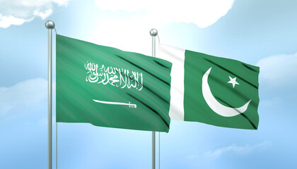 Saudi Arabia and Pakistan Flag Together A Concept of Relations