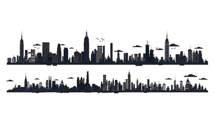 City silhouette vector set - Panorama city background