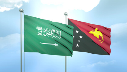Saudi Arabia and Papua New Guinea Flag Together A Concept of Relations